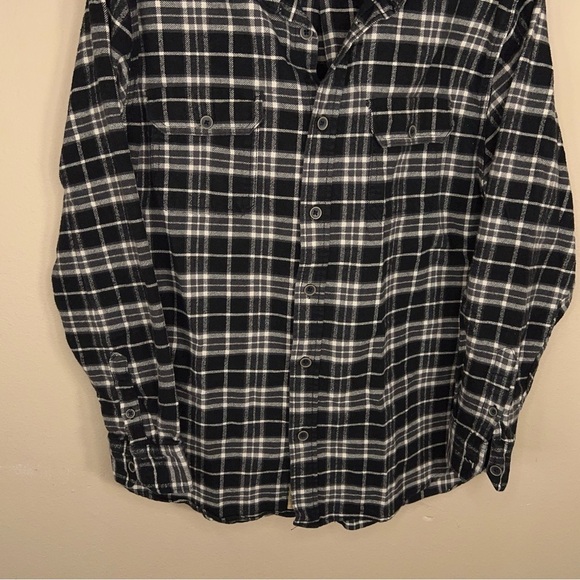 LARGE JACHS MENS THICK FLANNEL BUTTON FRONT SHACKET BLACK WHITE COTTON - Picture 8 of 16